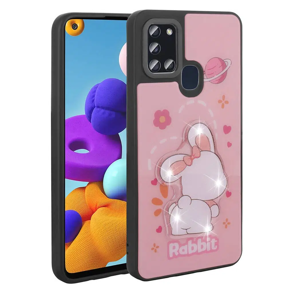 Samsung Galaxy A21S Kılıf Parlayan Kabartmalı İkonik Figürlü Amas Silikon Kapak