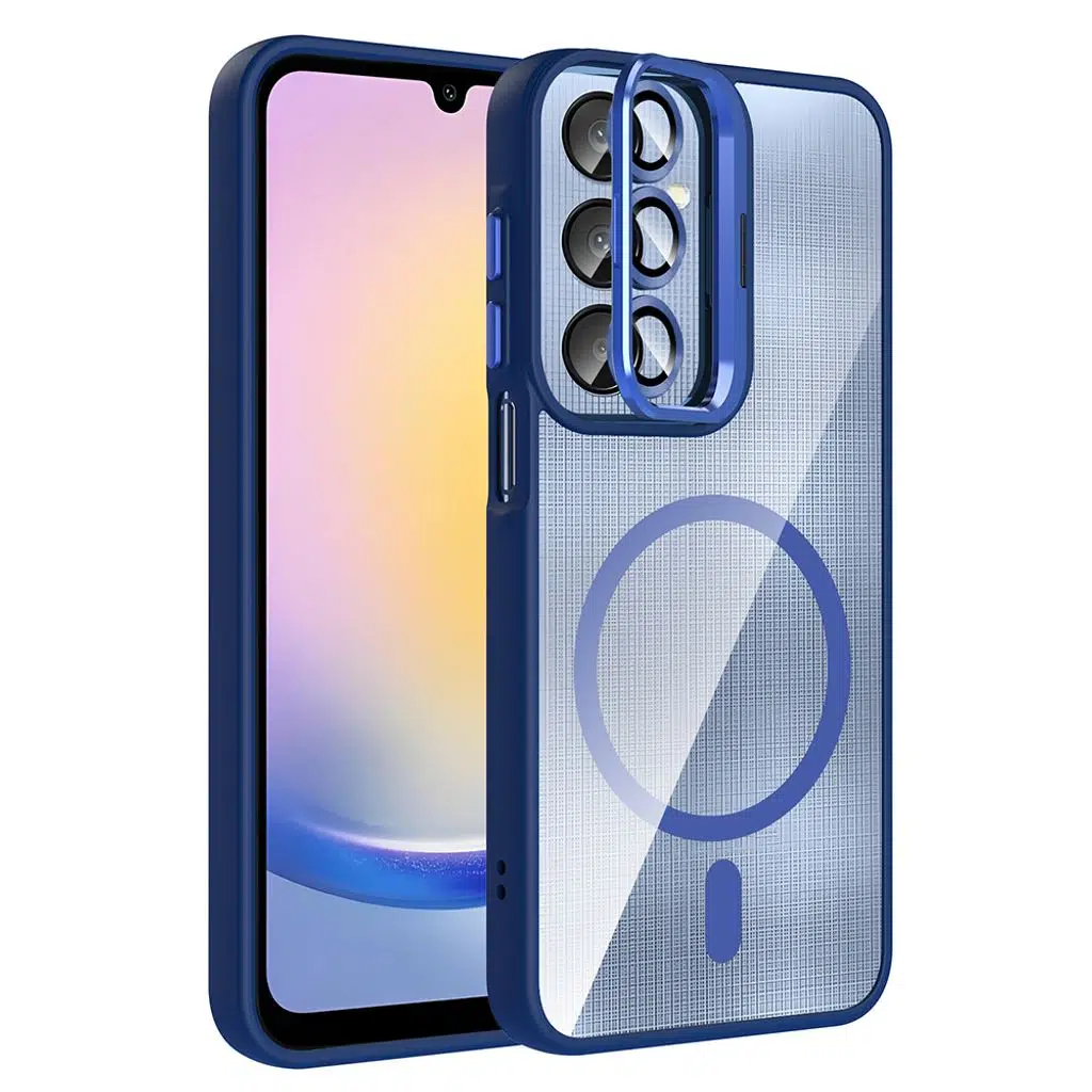 Samsung Galaxy A25 Kılıf Standlı ve Kamera Lens Hediyeli M-Safe Şarj Özellikli Etro Kapak