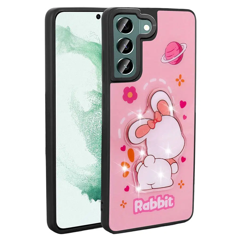 Samsung Galaxy S22 Kılıf Parlayan Kabartmalı İkonik Figürlü Amas Silikon Kapak