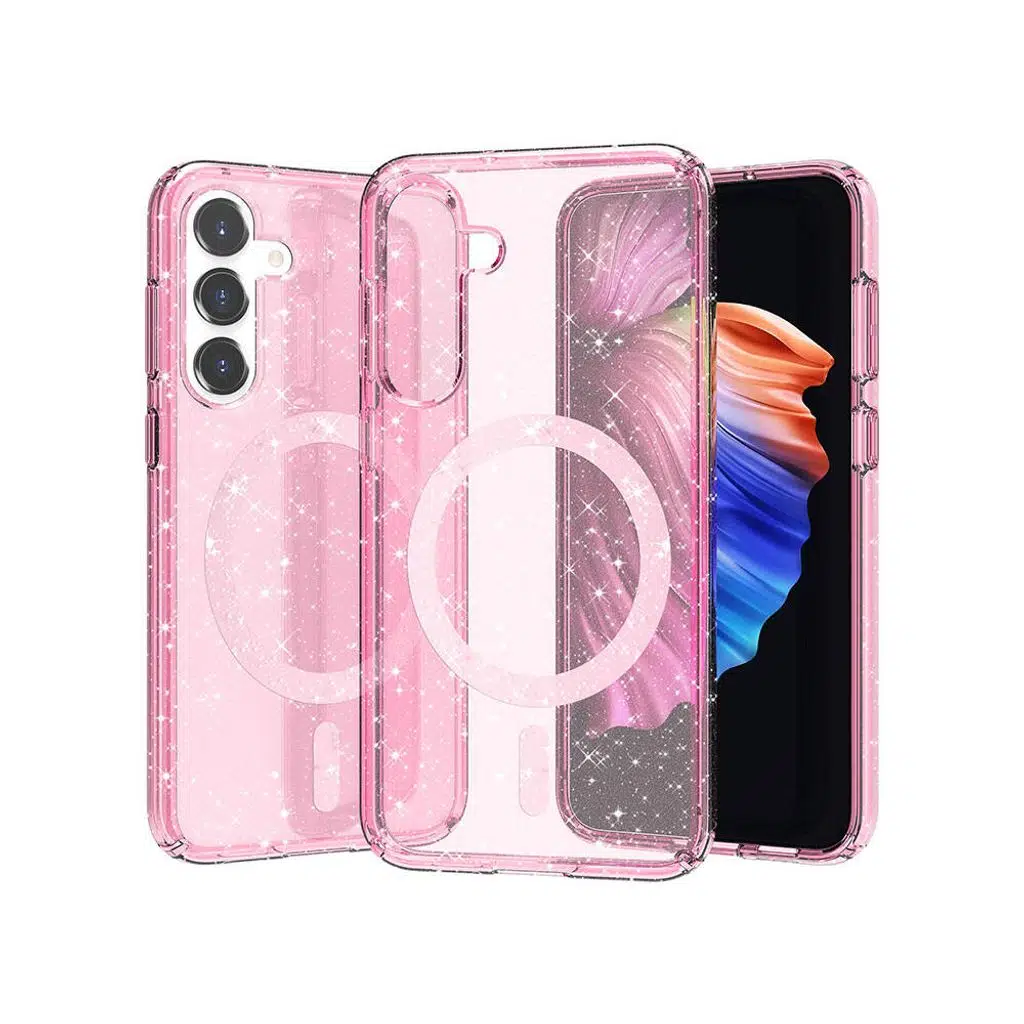 Samsung Galaxy S23 FE Kılıf M-safe Şarj Özellikli Parlayan Simli Saydam Renkli Allstar Kapak