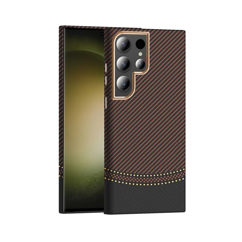 Samsung Galaxy S23 Ultra Kılıf M-safe Şarj Özellikli Karbon Fiber Görünümlü Gros Kapak