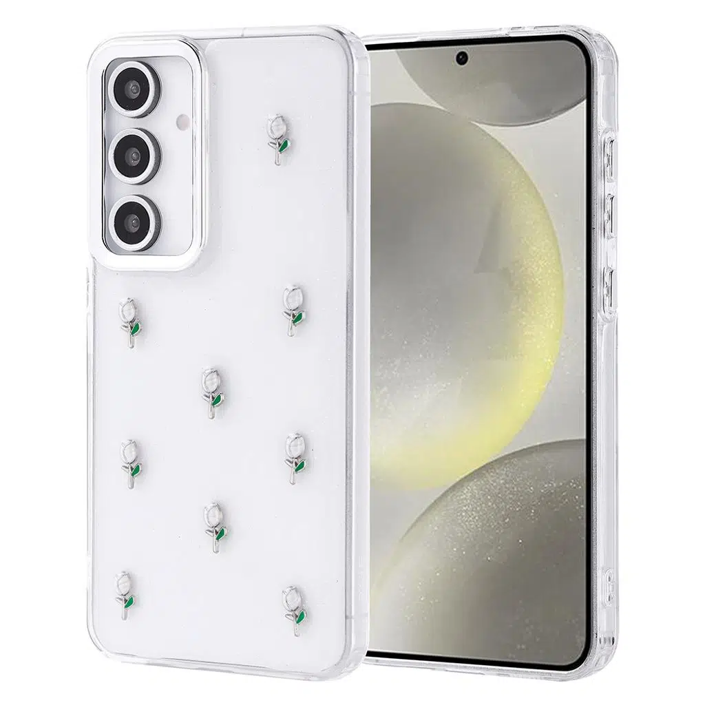 Samsung Galaxy S24 FE Kılıf Airbag Tasarımlı Simli Şeffaf Kutup Kapak