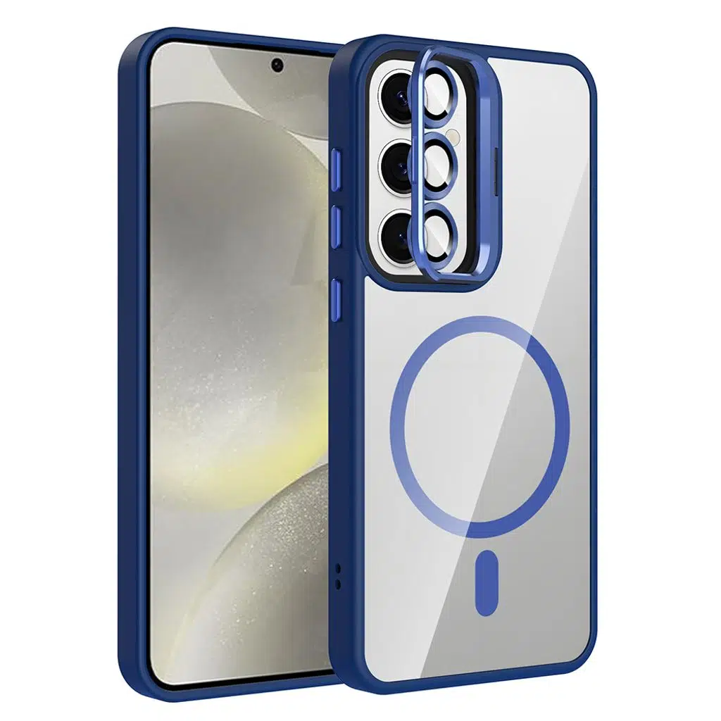 Samsung Galaxy S24 FE Kılıf Standlı ve Kamera Lens Hediyeli M-Safe Şarj Özellikli Etro Kapak