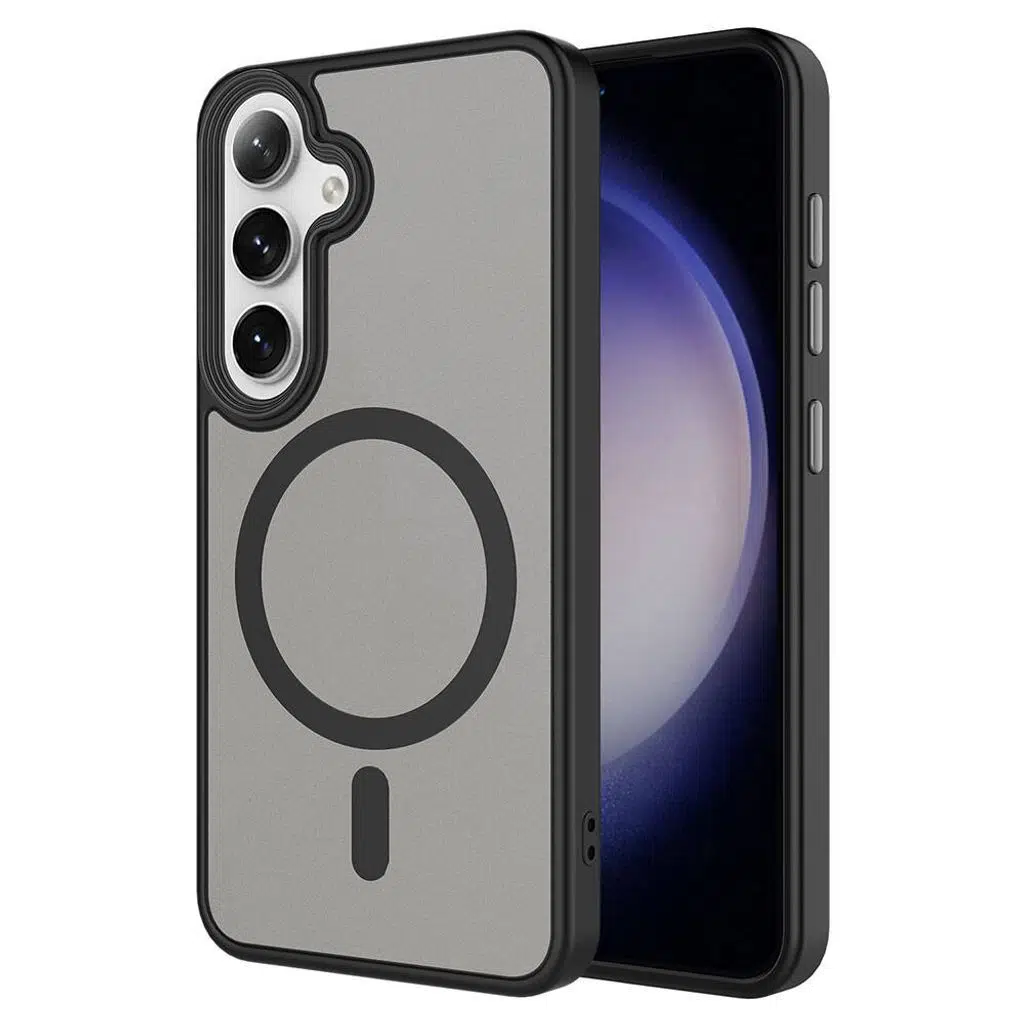 Samsung Galaxy S24 Kılıf Sert PC Arka Yüzey Wireless Şarj Özellikli Flet M-safe Kapak