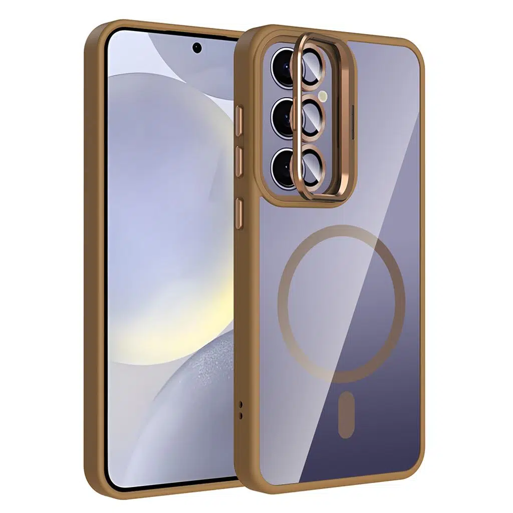 Samsung Galaxy S24 Plus Kılıf Standlı ve Kamera Lens Hediyeli M-Safe Şarj Özellikli Etro Kapak