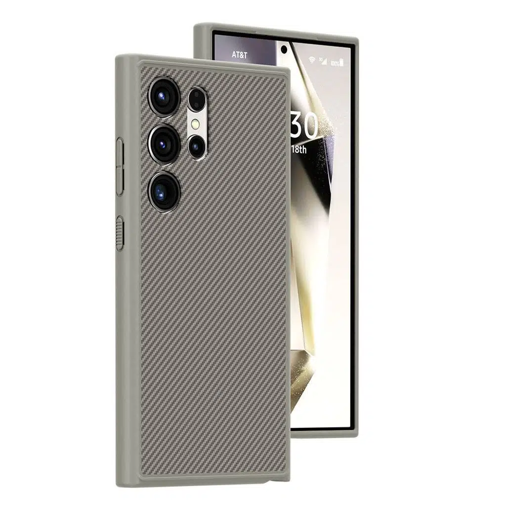 Samsung Galaxy S24 Ultra Kılıf M-safe Şarj Özellikli Karbon Fiber Görünümlü T-Karbon Kapak