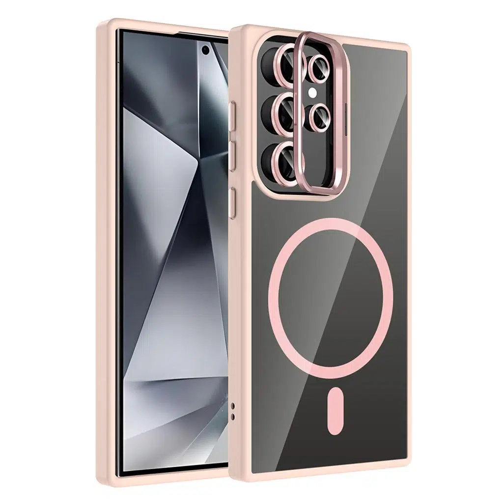 Samsung Galaxy S24 Ultra Kılıf Standlı ve Kamera Lens Hediyeli M-Safe Şarj Özellikli Etro Kapak