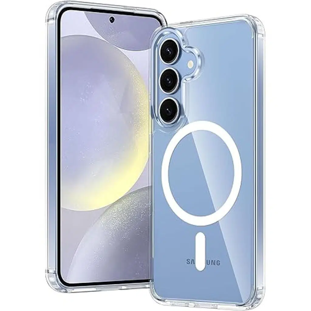 Samsung Galaxy S25 FE Kılıf M-safe Şarj Özellikli Şeffaf Sert PC Embos Kapak