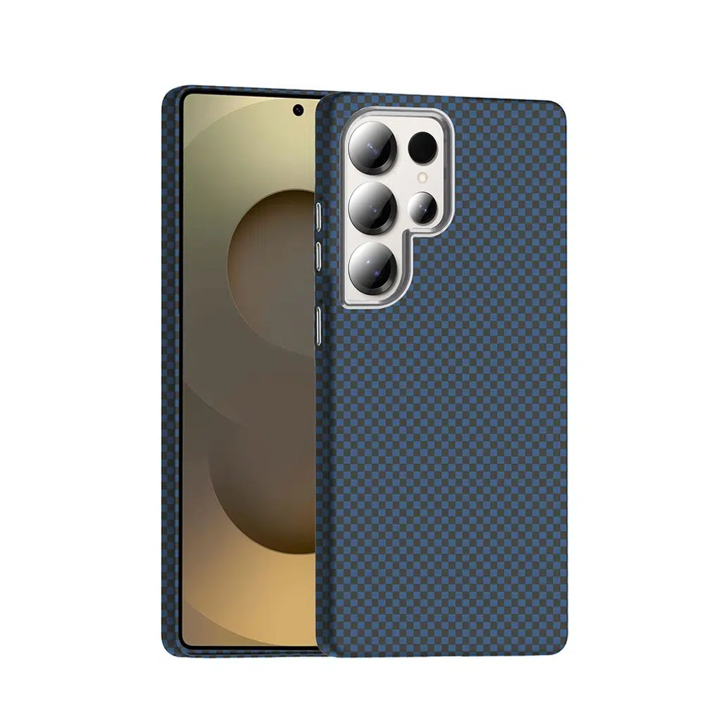 Samsung Galaxy S25 Ultra Kılıf M-safe Şarj Özellikli Karbon Fiber Görünümlü Gros Kapak