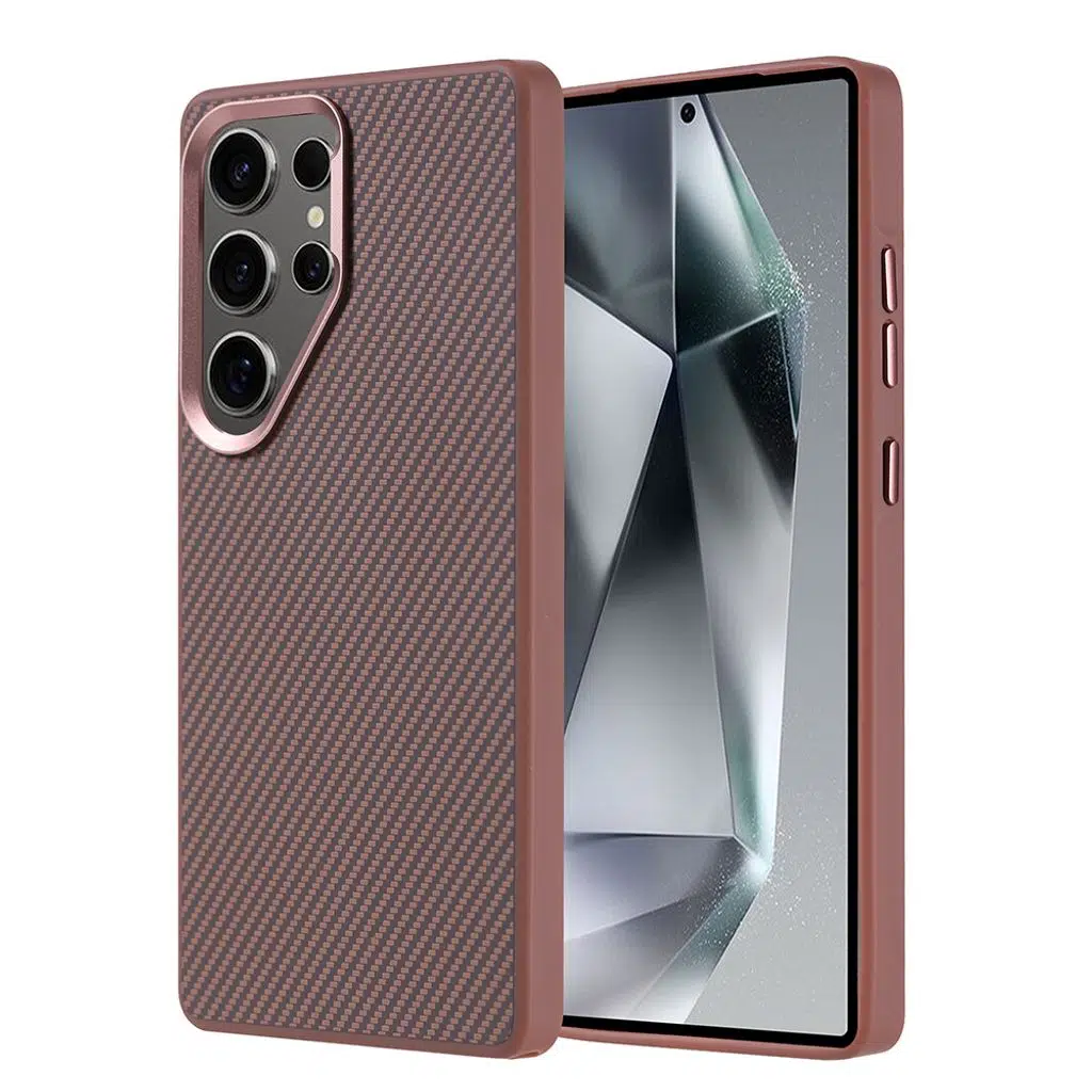 Samsung Galaxy S25 Ultra Kılıf M-safe Şarj Özellikli Karbon Fiber Görünümlü Troy Kapak
