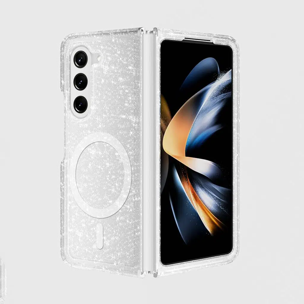 Samsung Galaxy Z Fold 6 Kılıf M-safe Şarj Özellikli Parlayan Simli Saydam Renkli Allstar Kapak