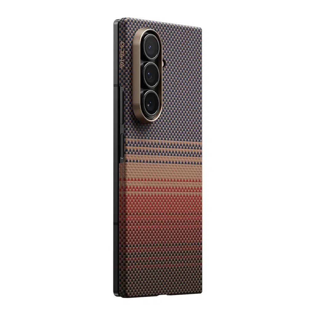 Samsung Galaxy Z Fold 7 Kılıf M-safe Şarj Özellikli Aramid Fiber Pitaka Tactile Woven Sunset-Moonrise Serisi Kapak
