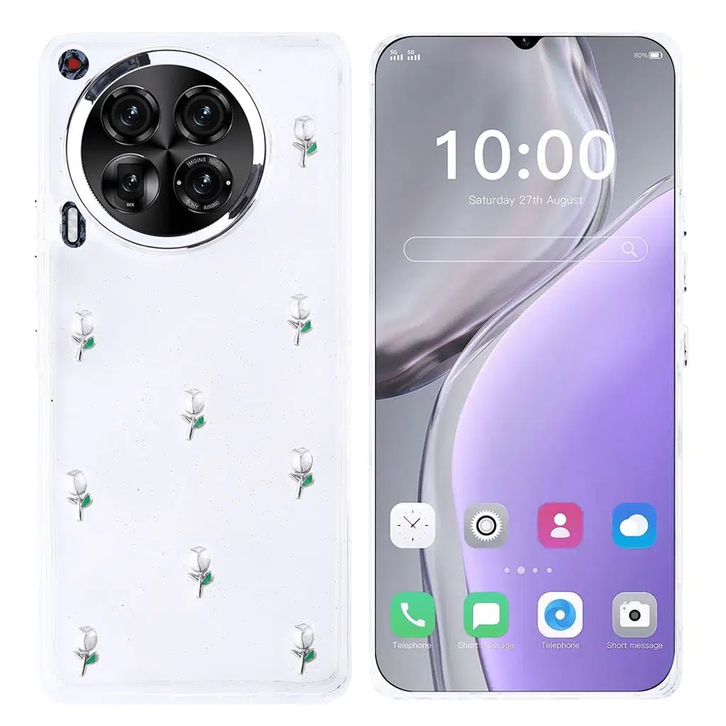 Tecno Camon 30 4G Kılıf Airbag Tasarımlı Simli Şeffaf Kutup Kapak