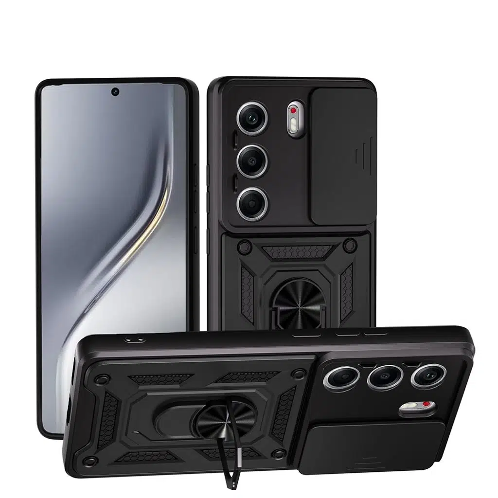 Tecno Camon 40 Pro Kılıf Magnetik Standlı Kamera Korumalı Sürgülü Vega Kapak