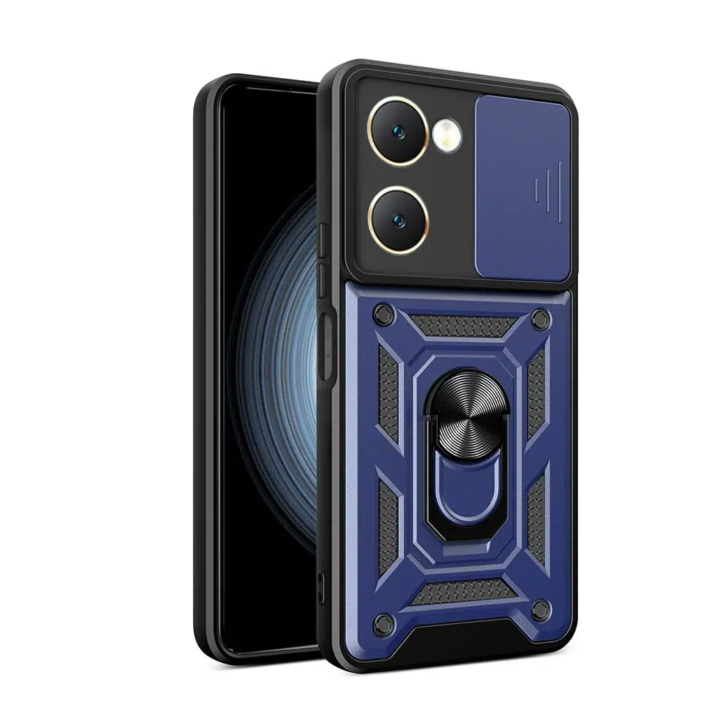 Vivo Y18 Kılıf Magnetik Standlı Kamera Korumalı Sürgülü Vega Kapak