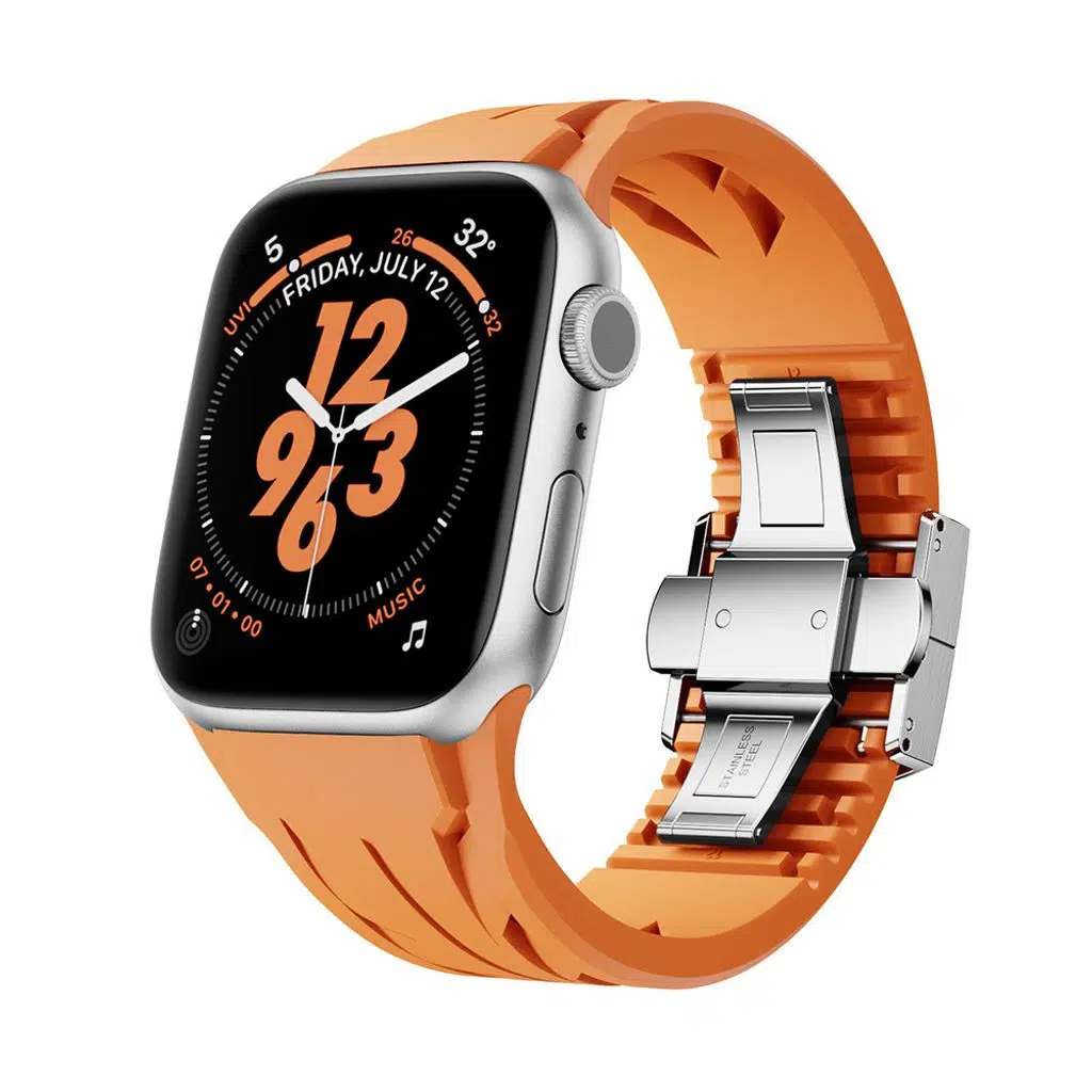 Apple Watch Seri 10-11 (46mm) Kordon 2/3/4/5/6/se/7/8/9 (44-45-49mm) KD-127 Metal Tokalı Silikon Kordon