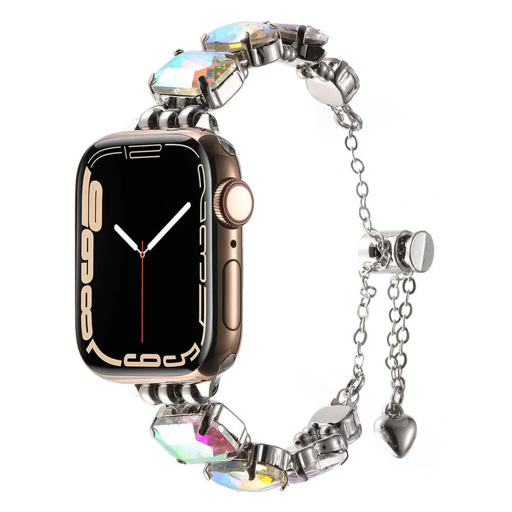 Apple Watch Seri 10-11 (42mm) Kordon 1/2/3/4/5/6/se/7/8/9 (38-40-41mm) KD-115 Renkli Taş Tasarımlı Kordon