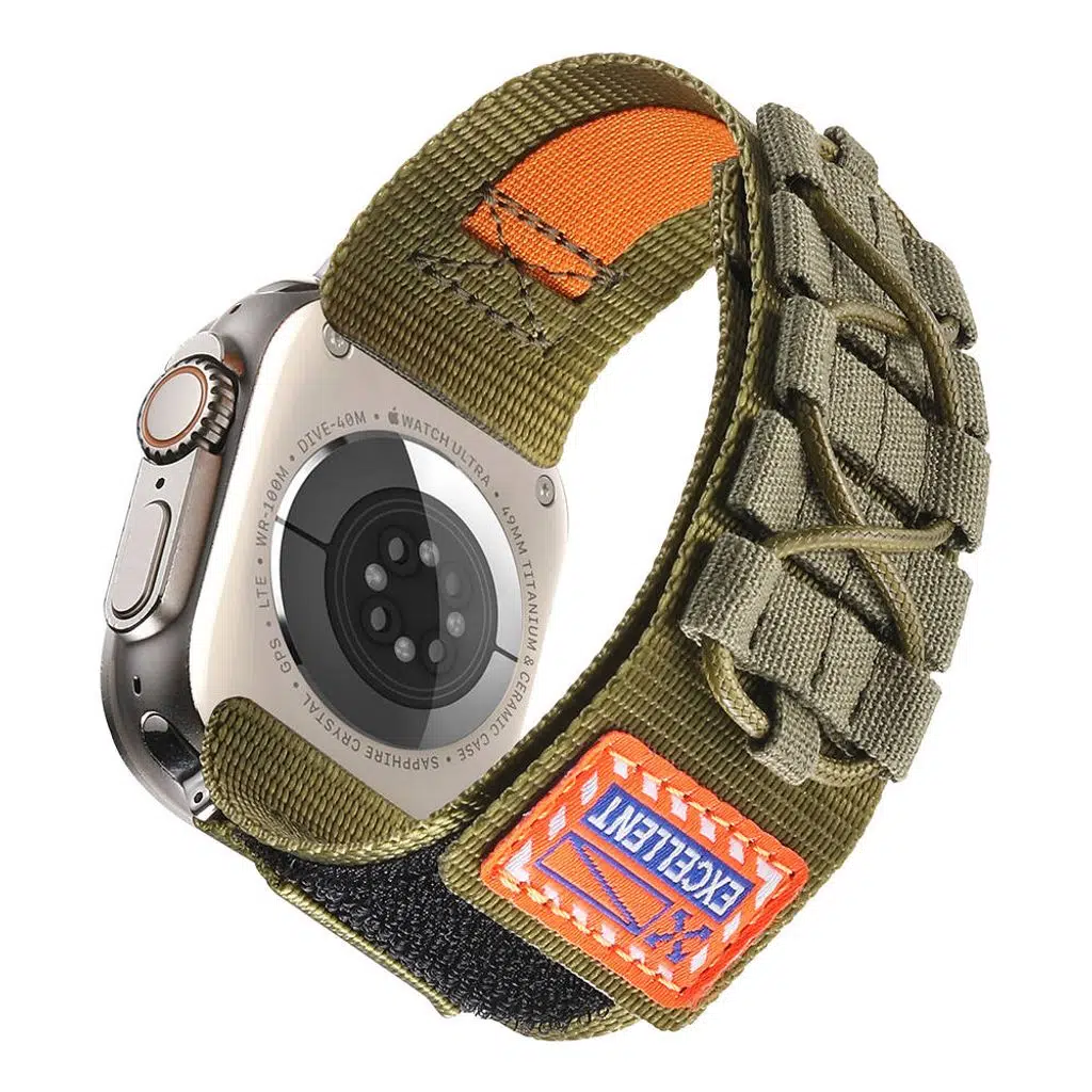 Apple Watch Seri 10-11 (46mm) Kordon 2/3/4/5/6/se/7/8/9 (44-45-49mm) KD-112 Orbital Örgülü Halat Tasarımlı Naylon Kumaş Hasır Kordon