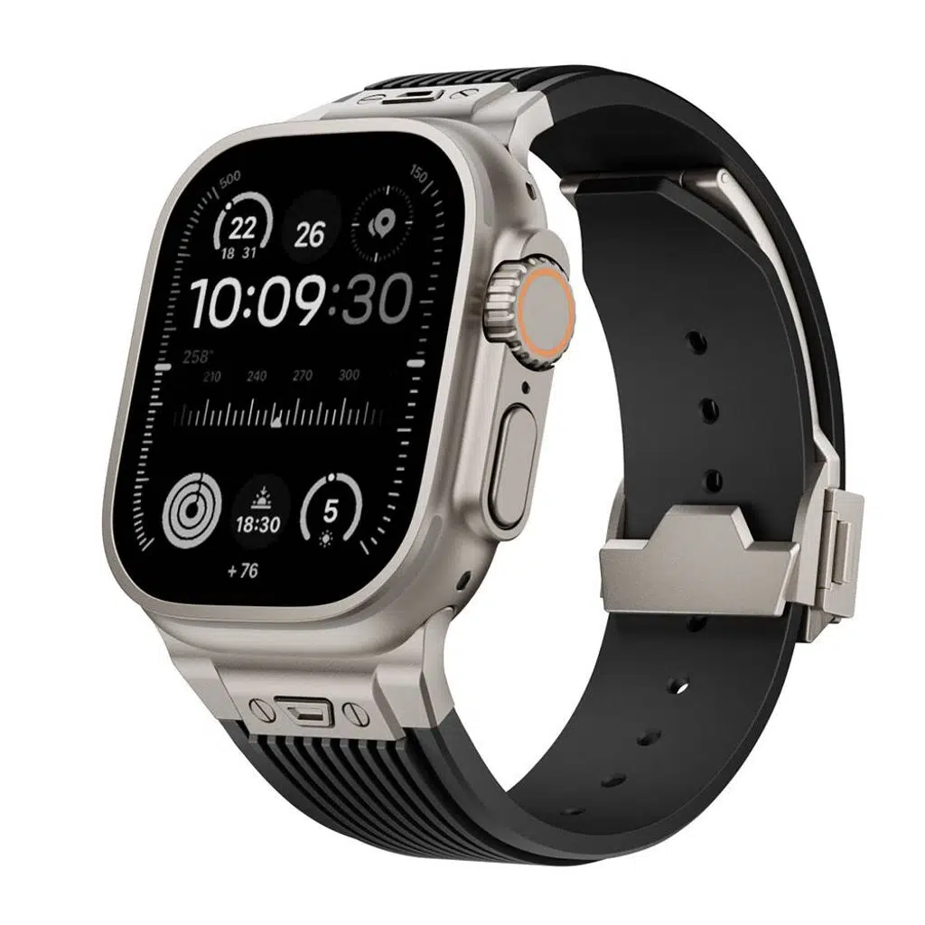 Apple Watch Seri 10-11 (46mm) Kordon 2/3/4/5/6/se/7/8/9 (44-45-49mm) KD-113 Spor Görünümlü Silikon Kordon