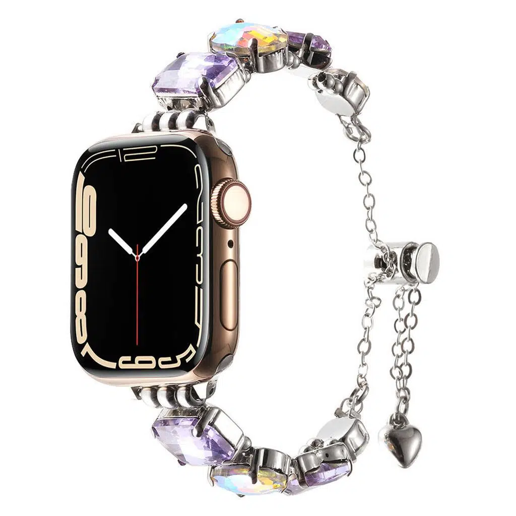 Apple Watch Seri 10-11 (46mm) Kordon 2/3/4/5/6/se/7/8/9 (44-45-49mm) KD-115 Renkli Taş Tasarımlı Kordon