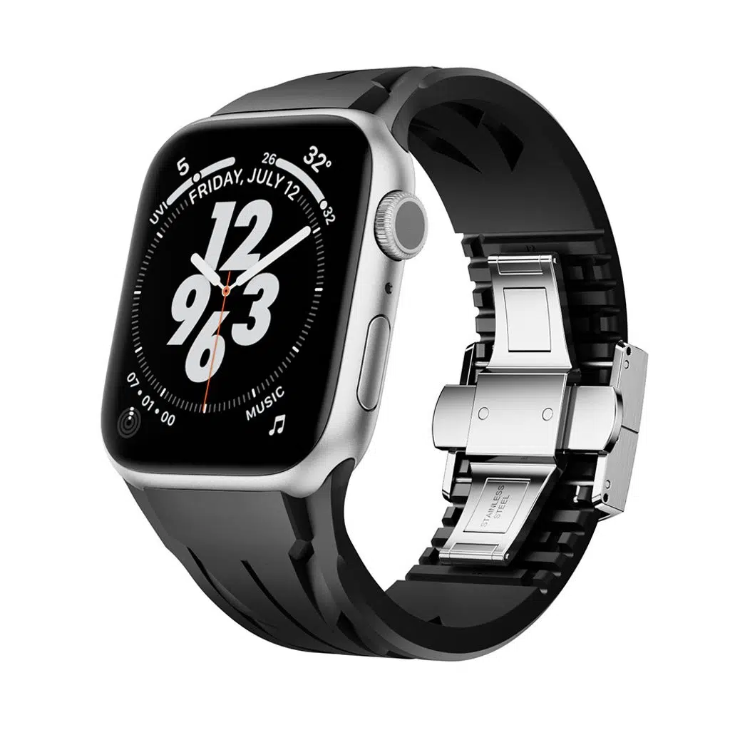 Apple Watch Seri 10-11 (46mm) Kordon 2/3/4/5/6/se/7/8/9 (44-45-49mm) KD-127 Metal Tokalı Silikon Kordon