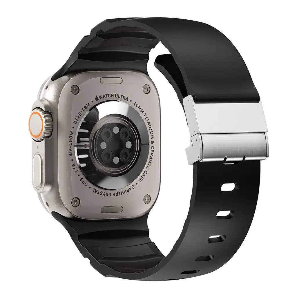 Apple Watch Seri 10-11 (46mm) Kordon 2/3/4/5/6/se/7/8/9 (44-45-49mm) KD-145 Metal Tokalı Silikon Kordon