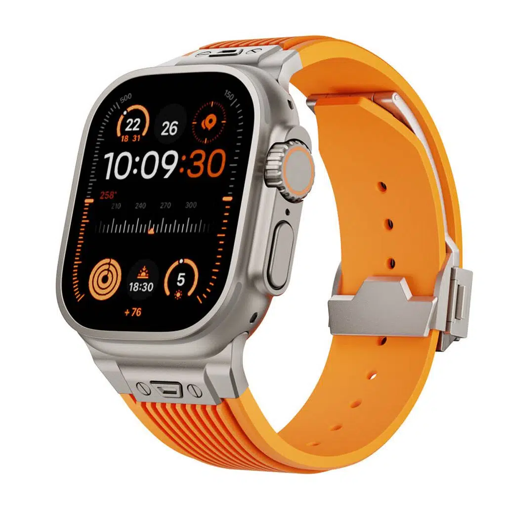 Apple Watch Seri 10-11 (46mm) Kordon 2/3/4/5/6/se/7/8/9 (44-45-49mm) KD-113 Spor Görünümlü Silikon Kordon