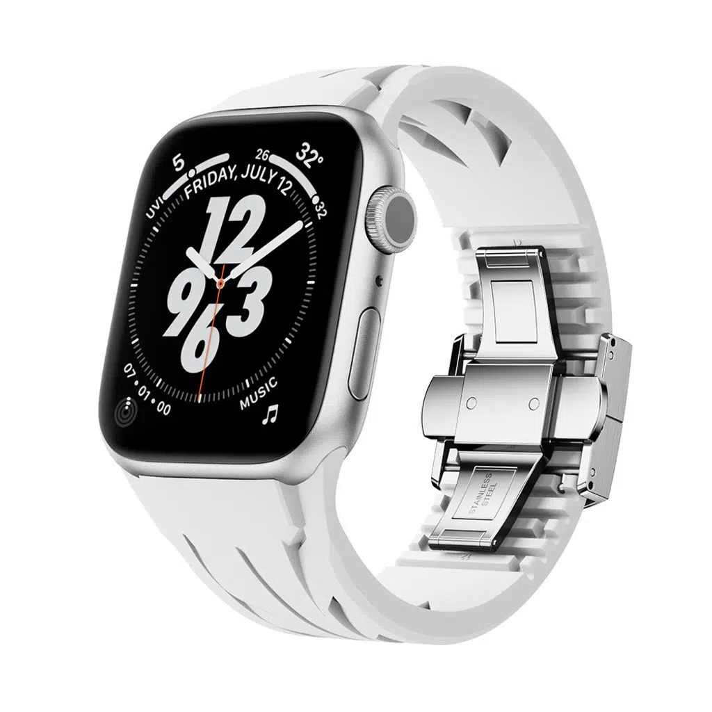 Apple Watch Seri 10-11 (46mm) Kordon 2/3/4/5/6/se/7/8/9 (44-45-49mm) KD-127 Metal Tokalı Silikon Kordon