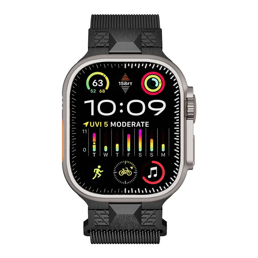 Apple Watch Ultra Kordon Seri 1/2/3/4/5 49mm KD-107 Metal Hasır Kordon