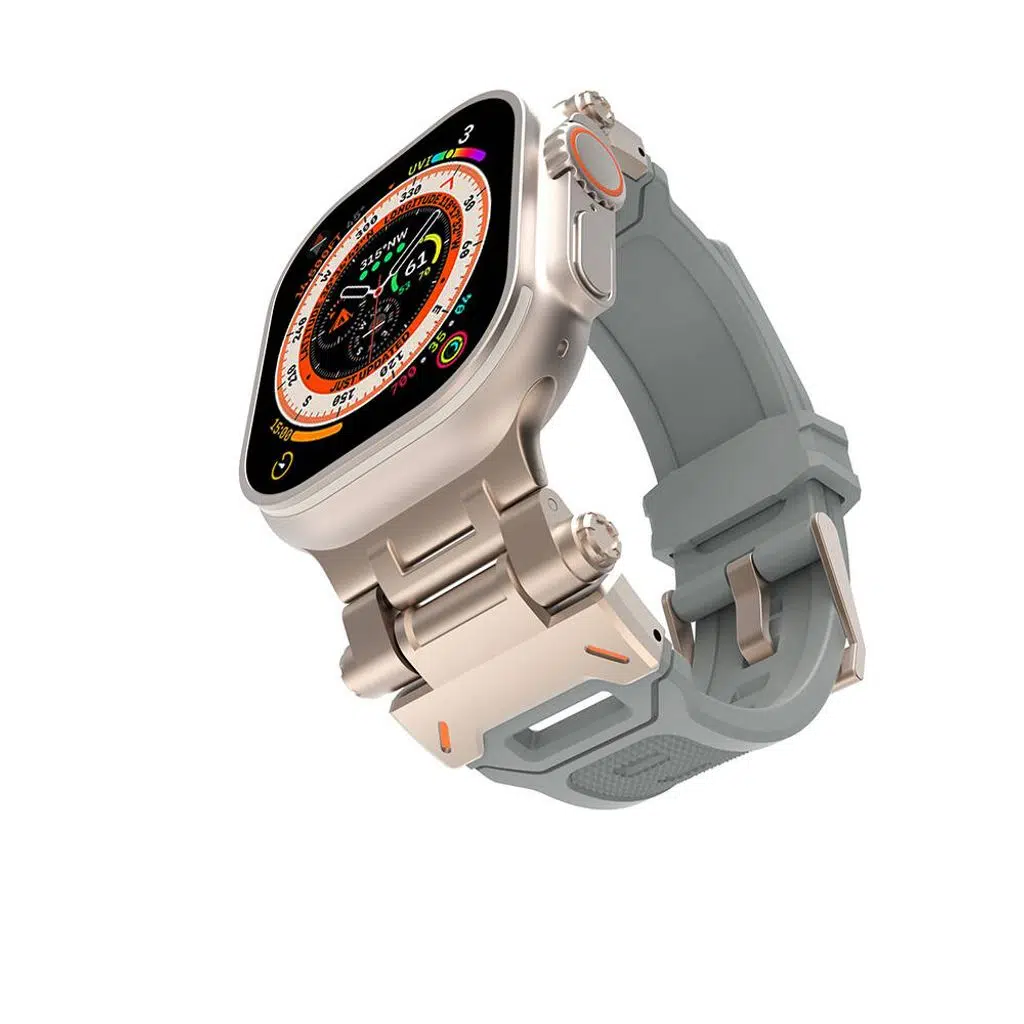 Apple Watch Ultra Kordon Seri 1/2/3/4/5 49mm KD-108 Metal Başlıklı Silikon Kordon