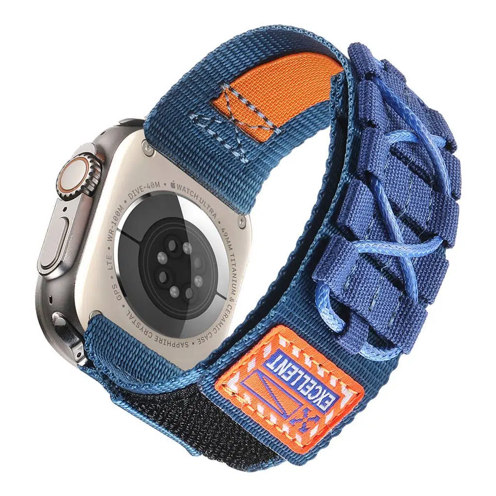 Apple Watch Ultra Kordon Seri 1/2/3/4/5 49mm KD-112 Orbital Örgülü Halat Tasarımlı Naylon Kumaş Hasır Kordon