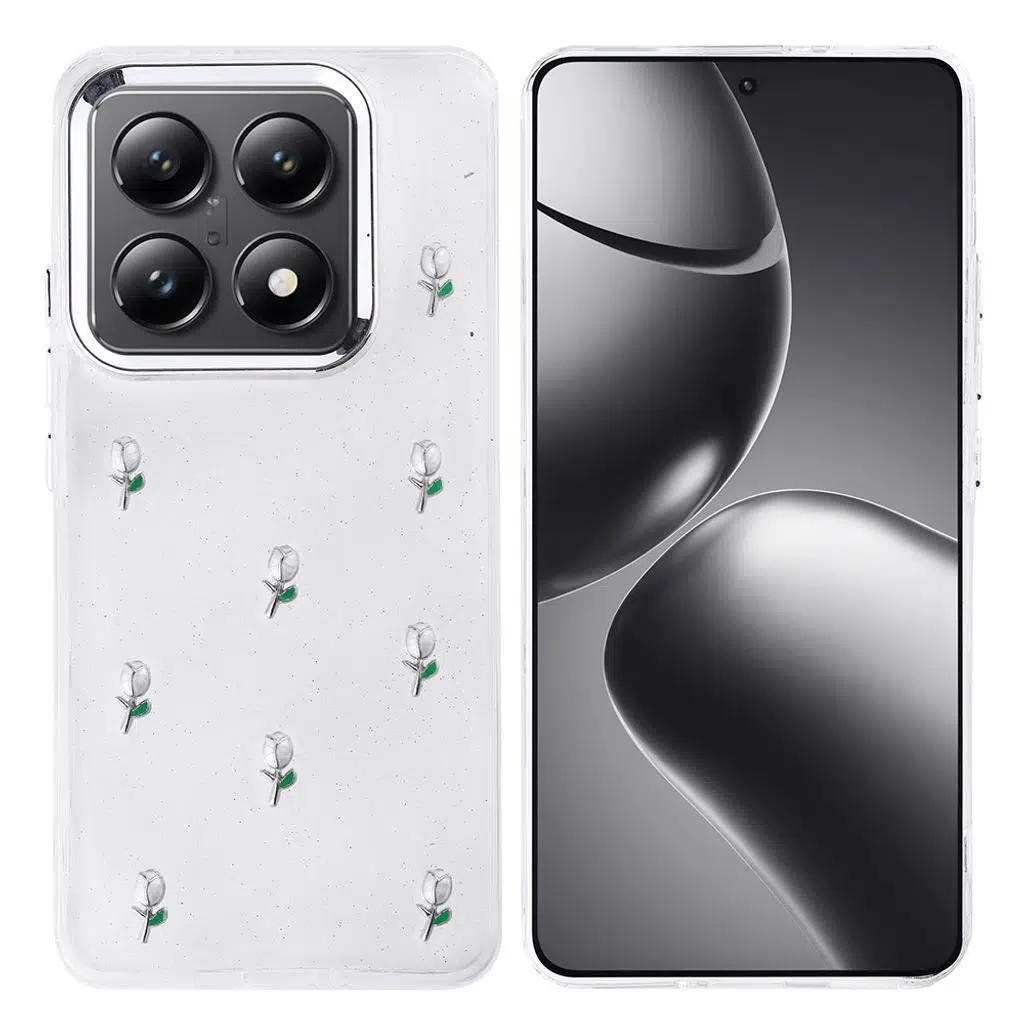 Xiaomi 14T Pro Kılıf Airbag Tasarımlı Simli Şeffaf Kutup Kapak