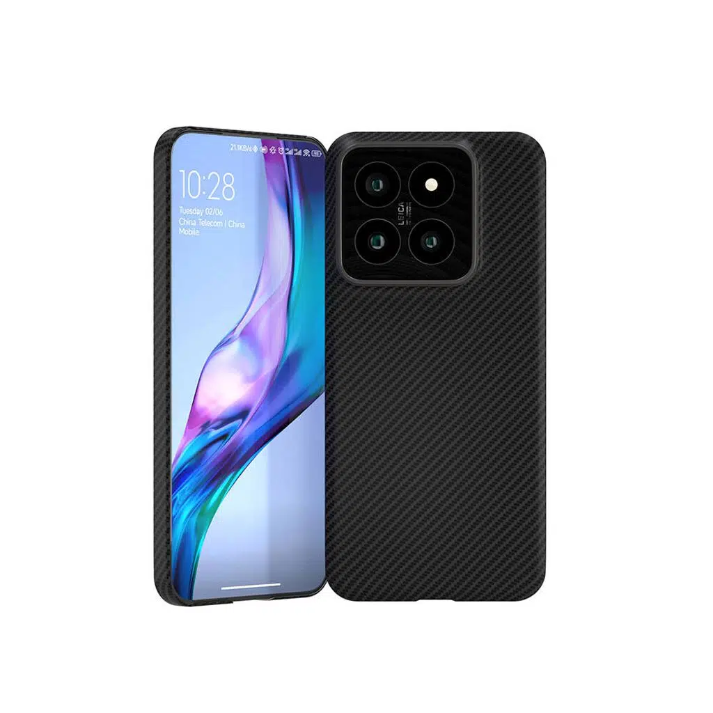 Xiaomi Mi 14 Kılıf M-safe Şarj Özellikli 600D Kevlar Krek Karbon Kapak