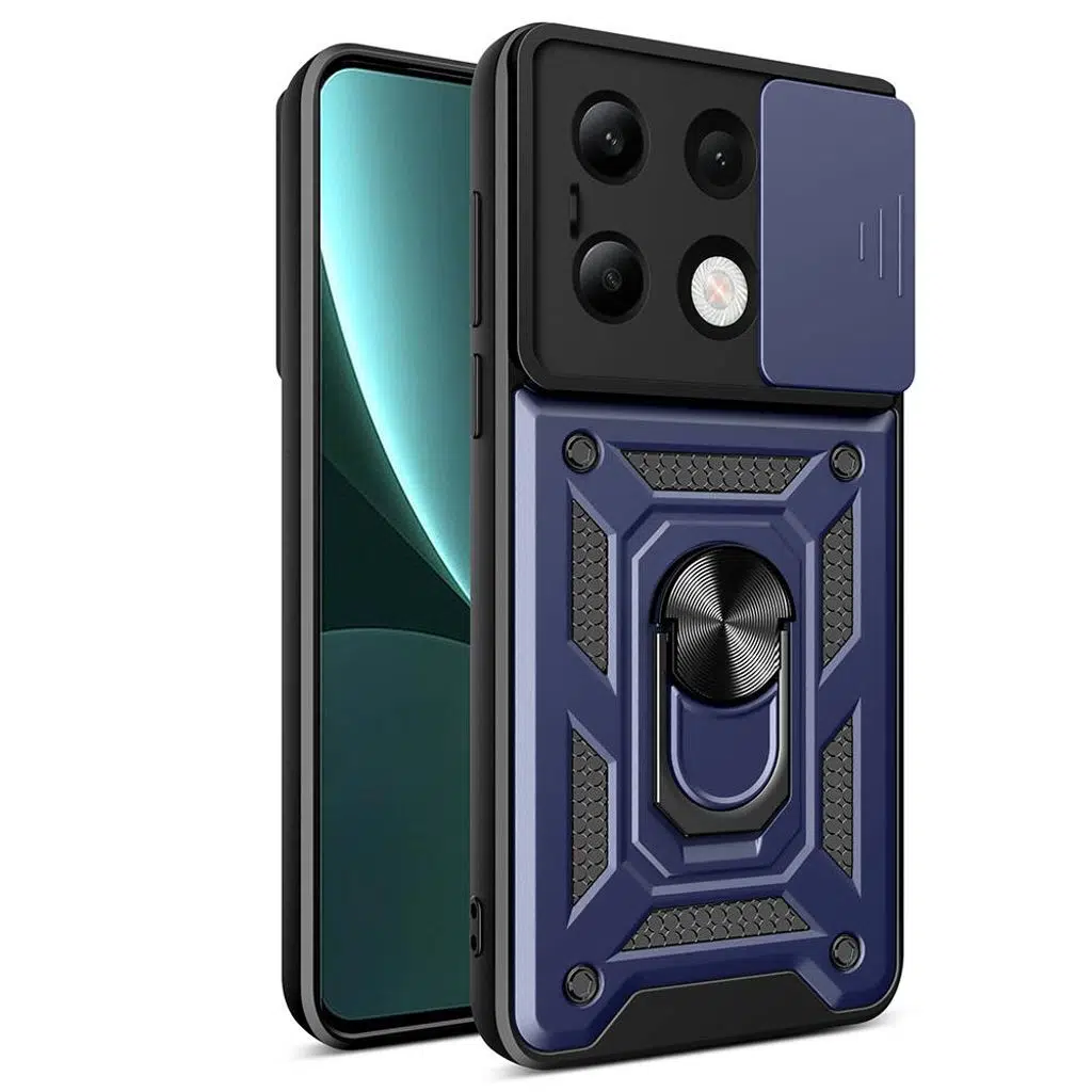 Xiaomi Redmi Note 13 4G Kılıf Magnetik Standlı Kamera Korumalı Sürgülü Vega Kapak