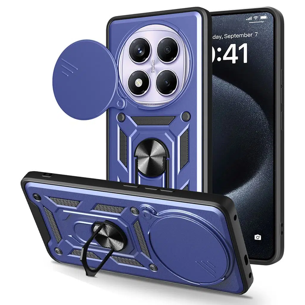 Xiaomi Redmi Note 14 Pro 4G Kılıf Magnetik Standlı Kamera Korumalı Sürgülü Vega Kapak