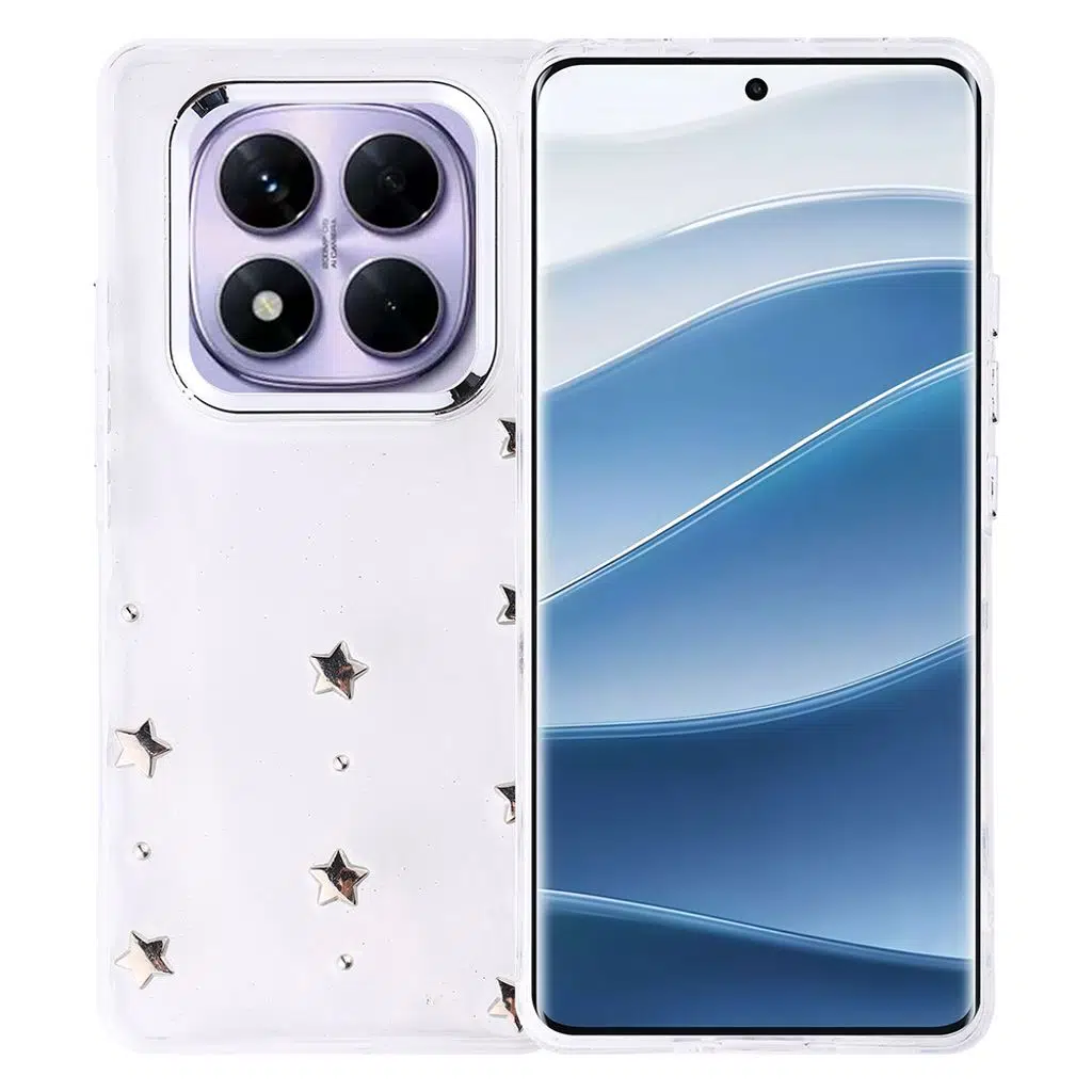 Xiaomi Redmi Note 14 Pro Plus Kılıf Airbag Tasarımlı Simli Şeffaf Kutup Kapak