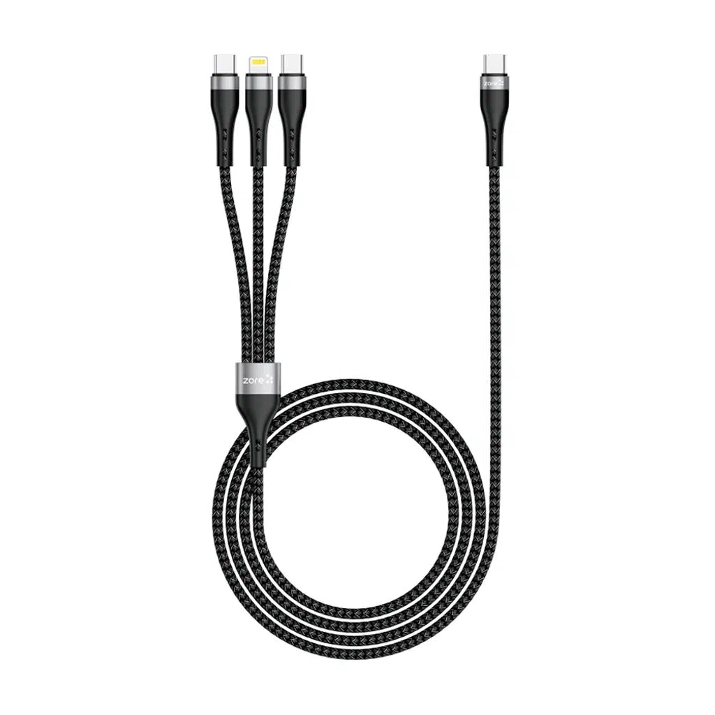 ZR-45 3in1 USB-A to Lightning - Type-C - Type-C Şarj ve Data Kablosu 20W 1.5M